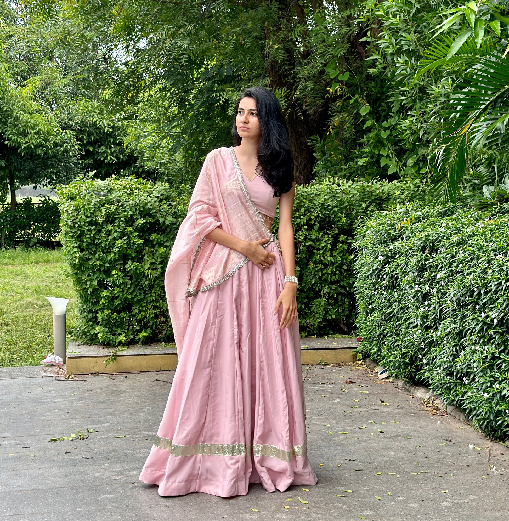 NOORE - Inner Glow Shade: Soft Pink Choli Set