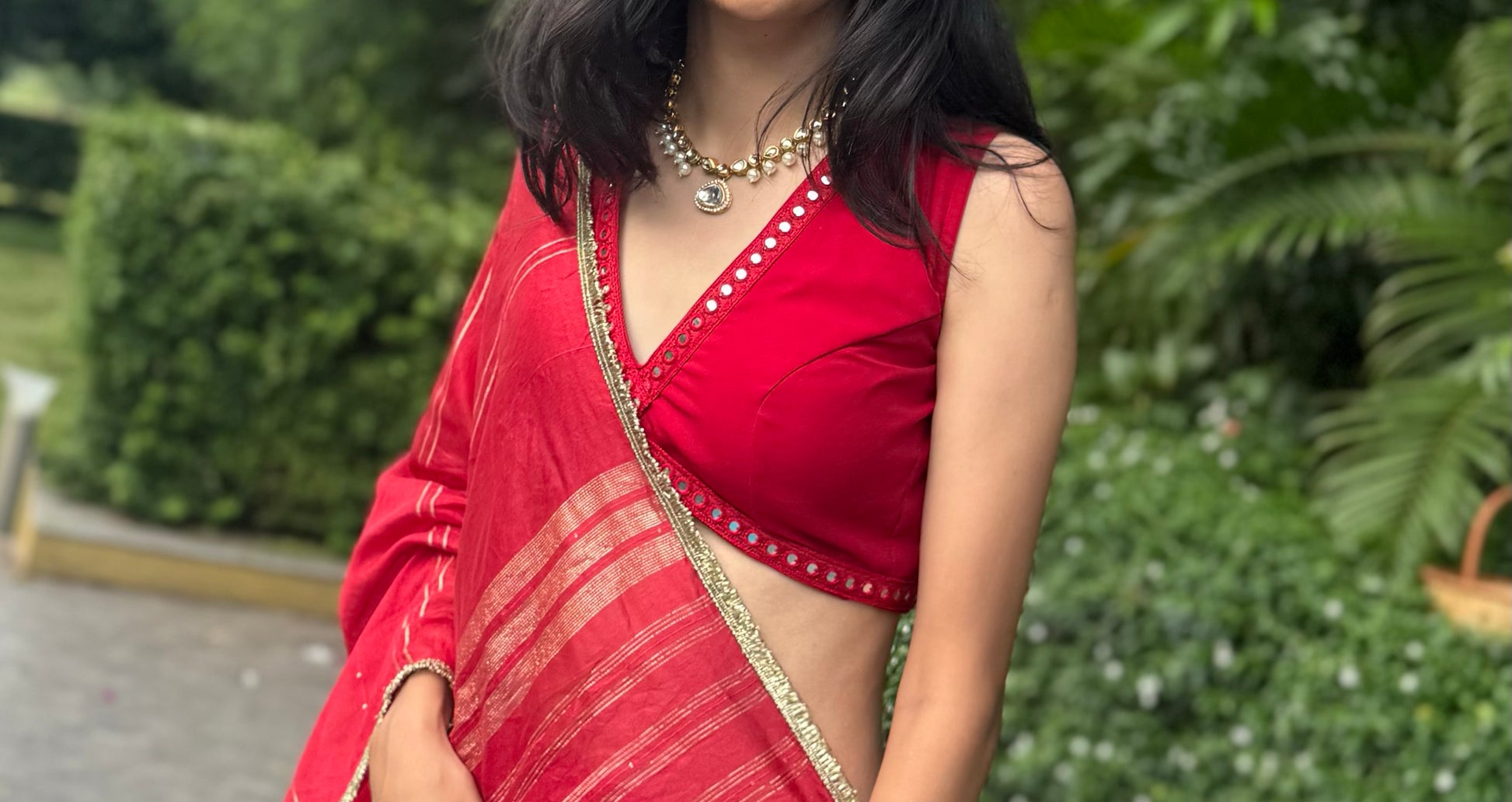 ROUGE DE SOLEIL Shade: Deep Maroon Red Choli Set
