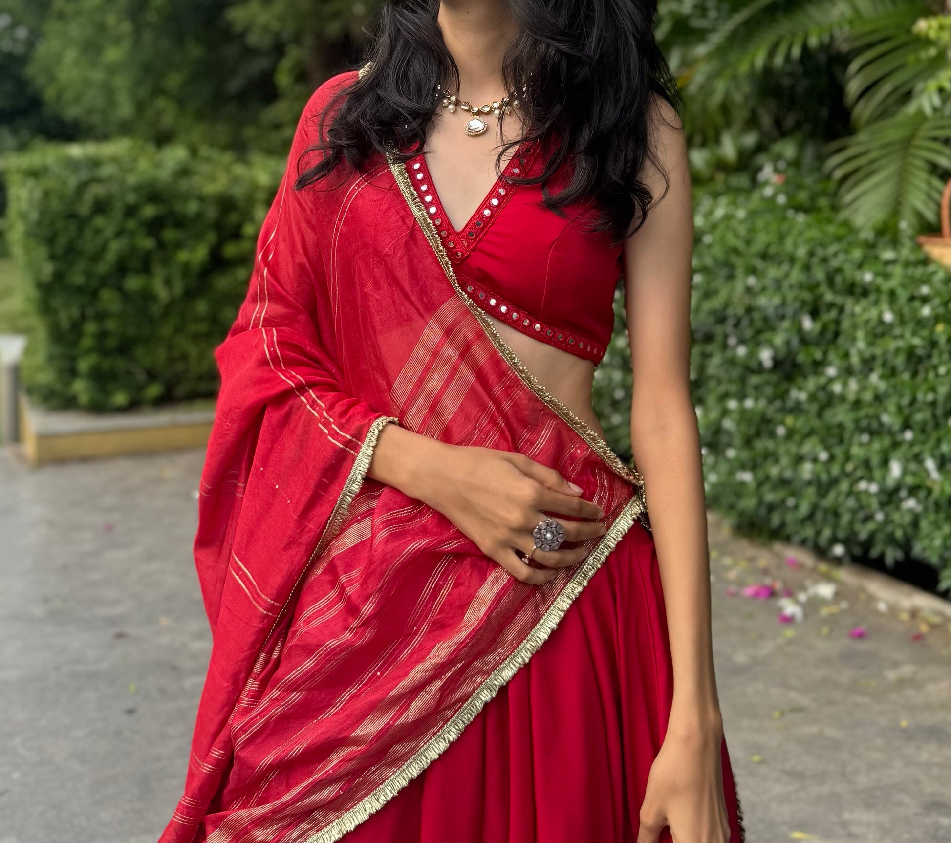 ROUGE DE SOLEIL Shade: Deep Maroon Red Choli Set