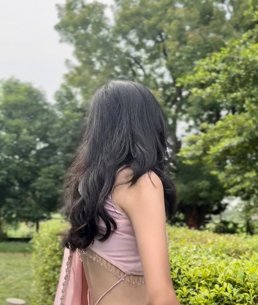 NOORE - Inner Glow Shade: Soft Pink Choli Set