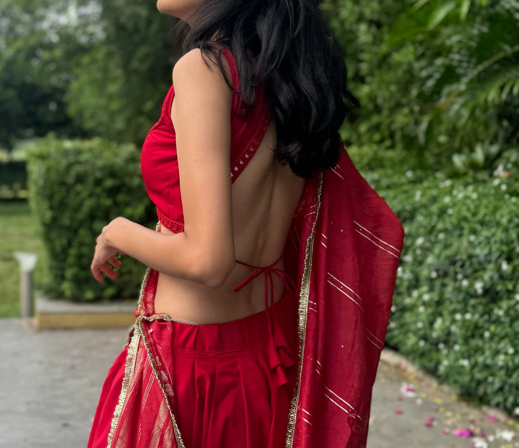 ROUGE DE SOLEIL Shade: Deep Maroon Red Choli Set