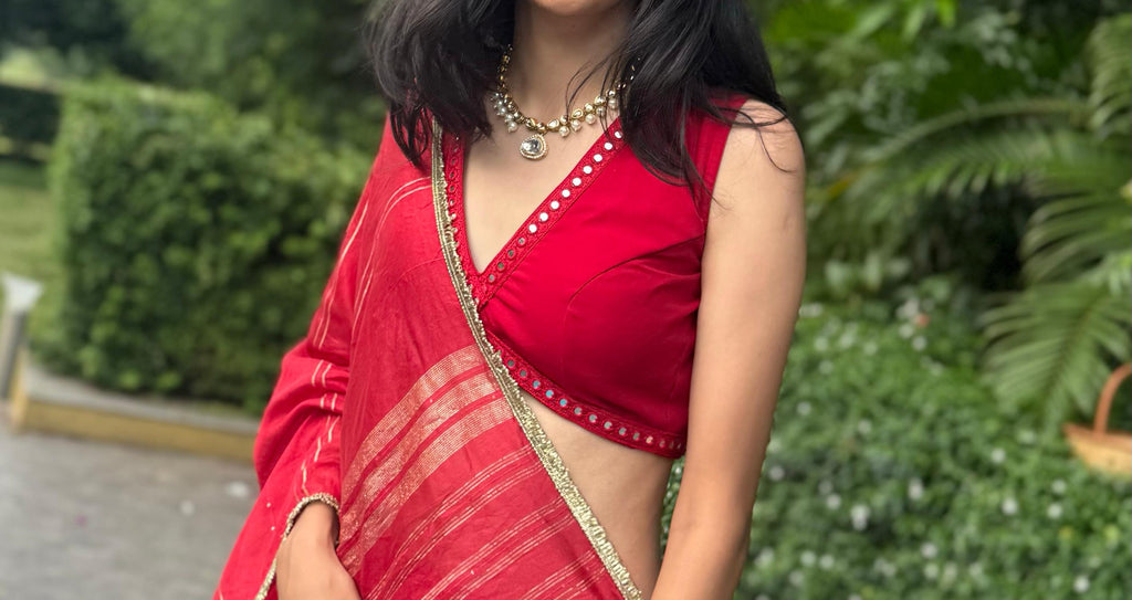 ROUGE DE SOLEIL Shade: Deep Maroon Red Choli Set