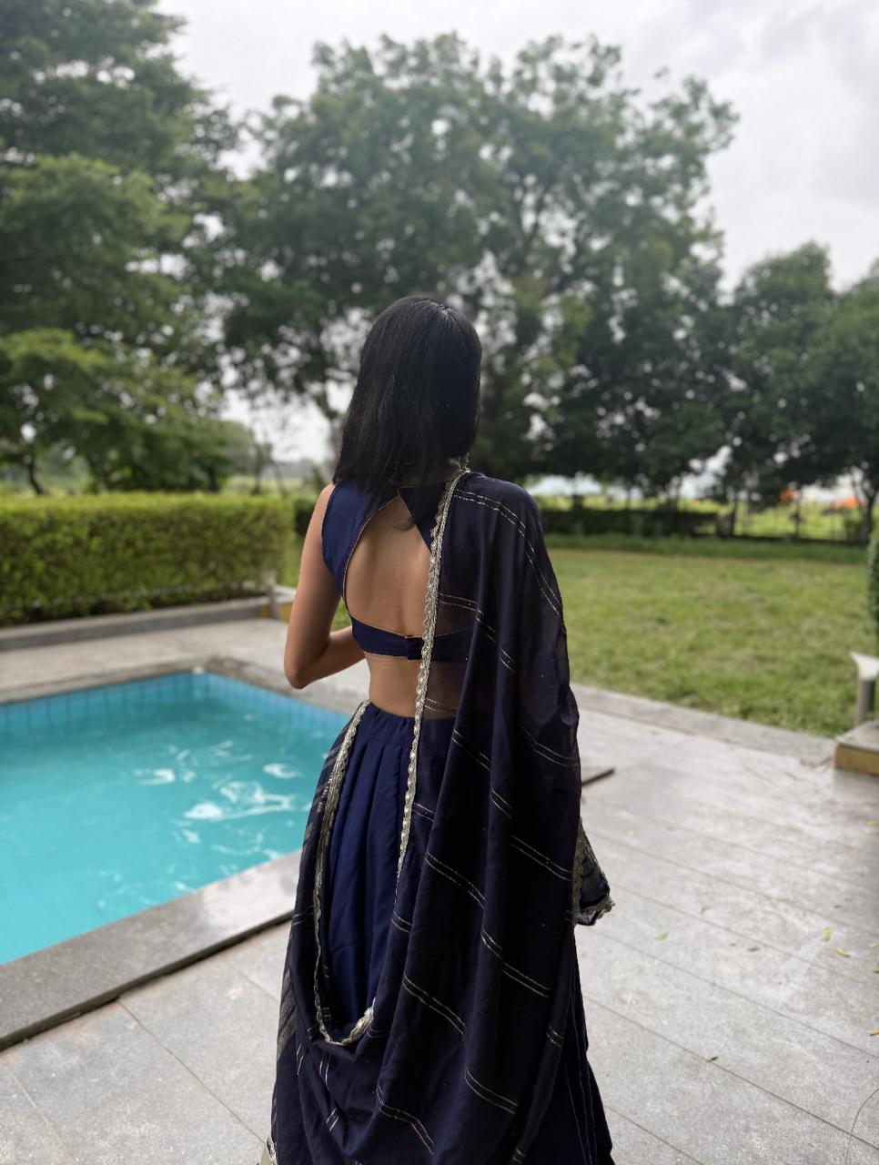 ÉCLYA Shade: Navy Dusk Choli Set