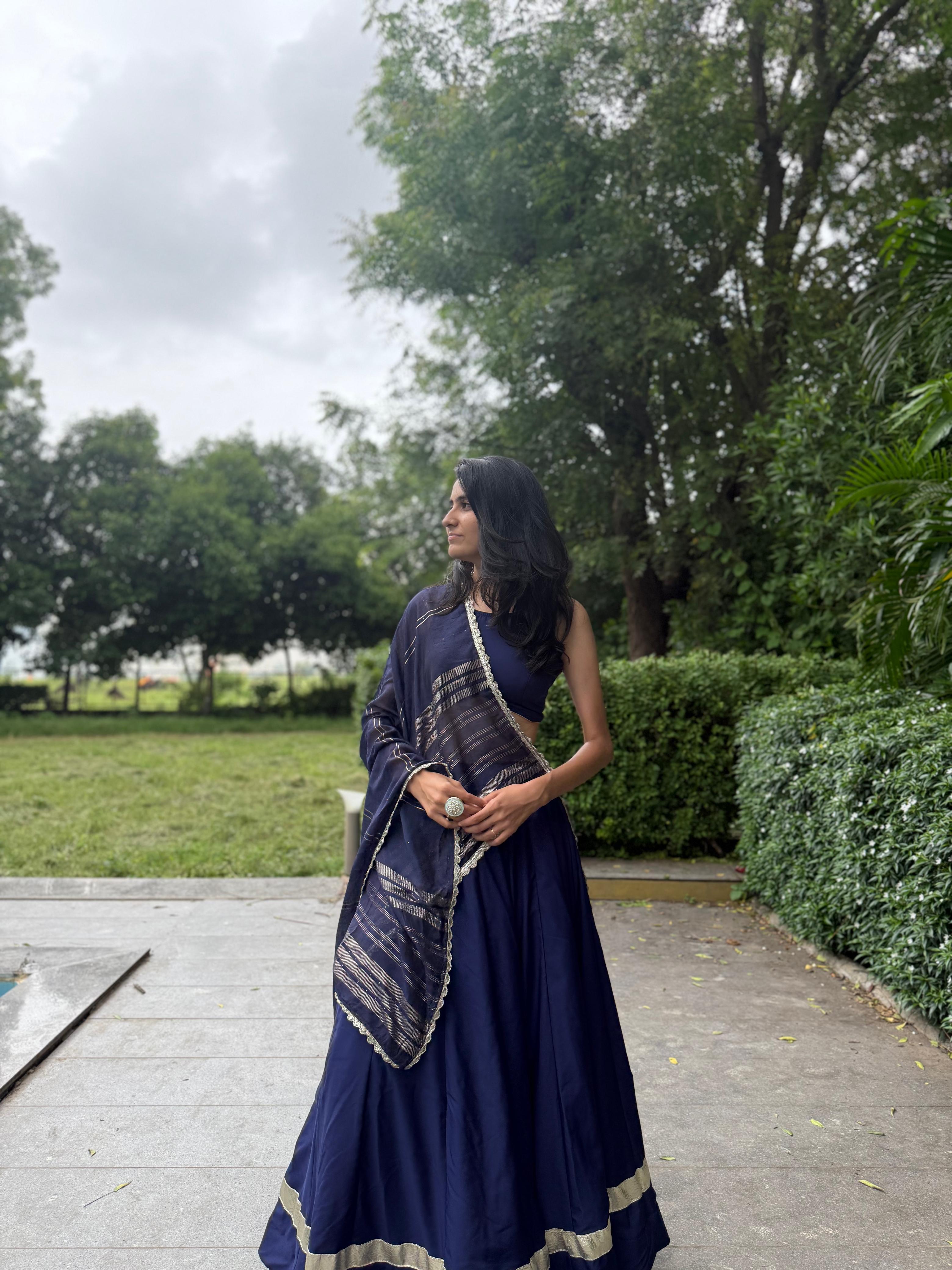 ÉCLYA Shade: Navy Dusk Choli Set