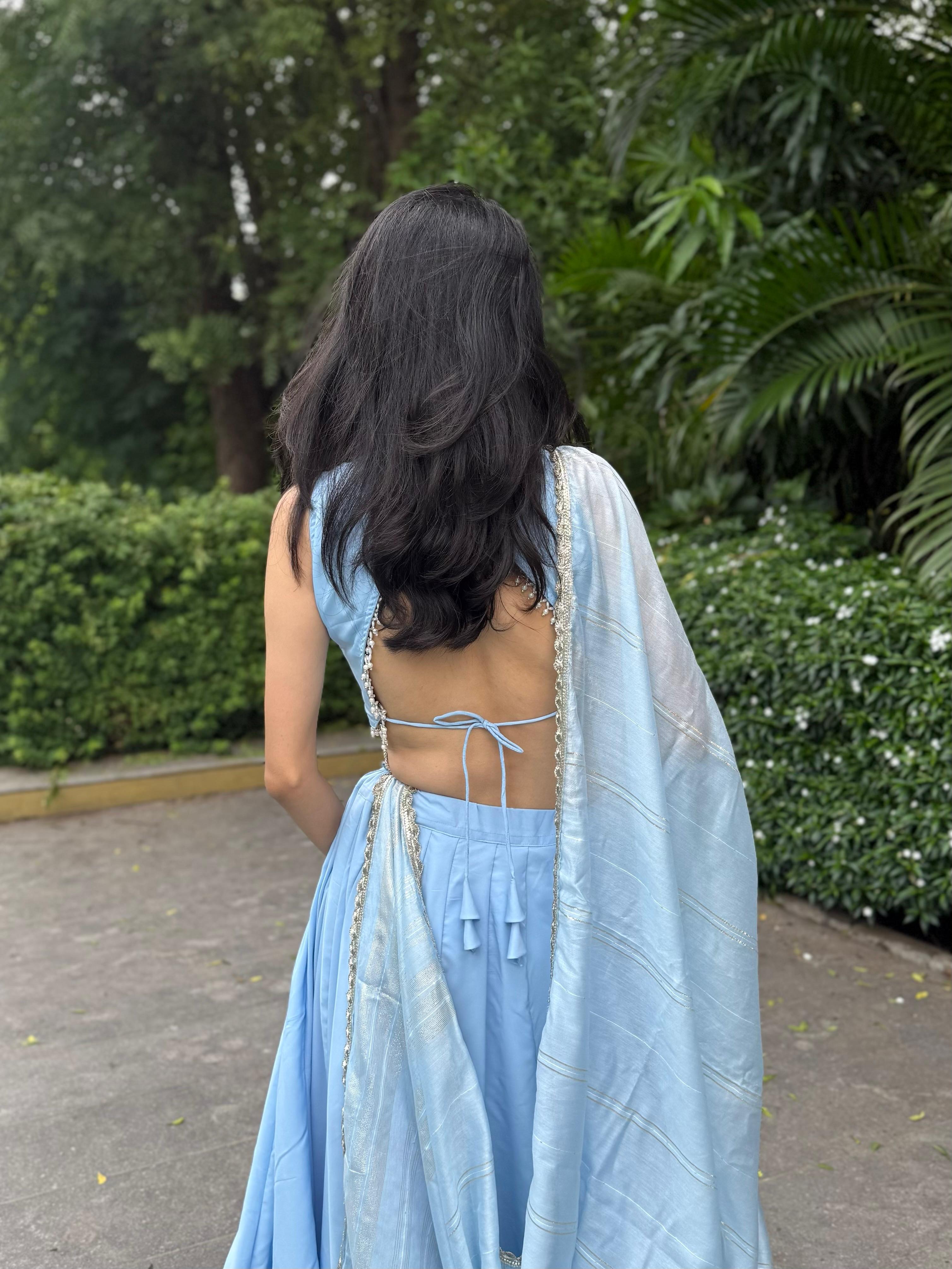 SOLEIA - Sunlit Joy Shade: Sky Blue Serenity Choli Set