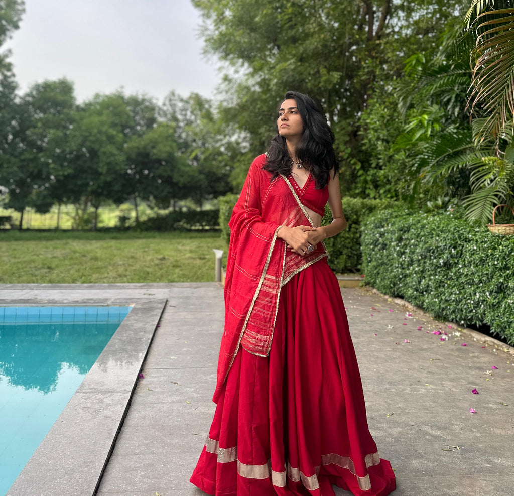 ROUGE DE SOLEIL Shade: Deep Maroon Red Choli Set