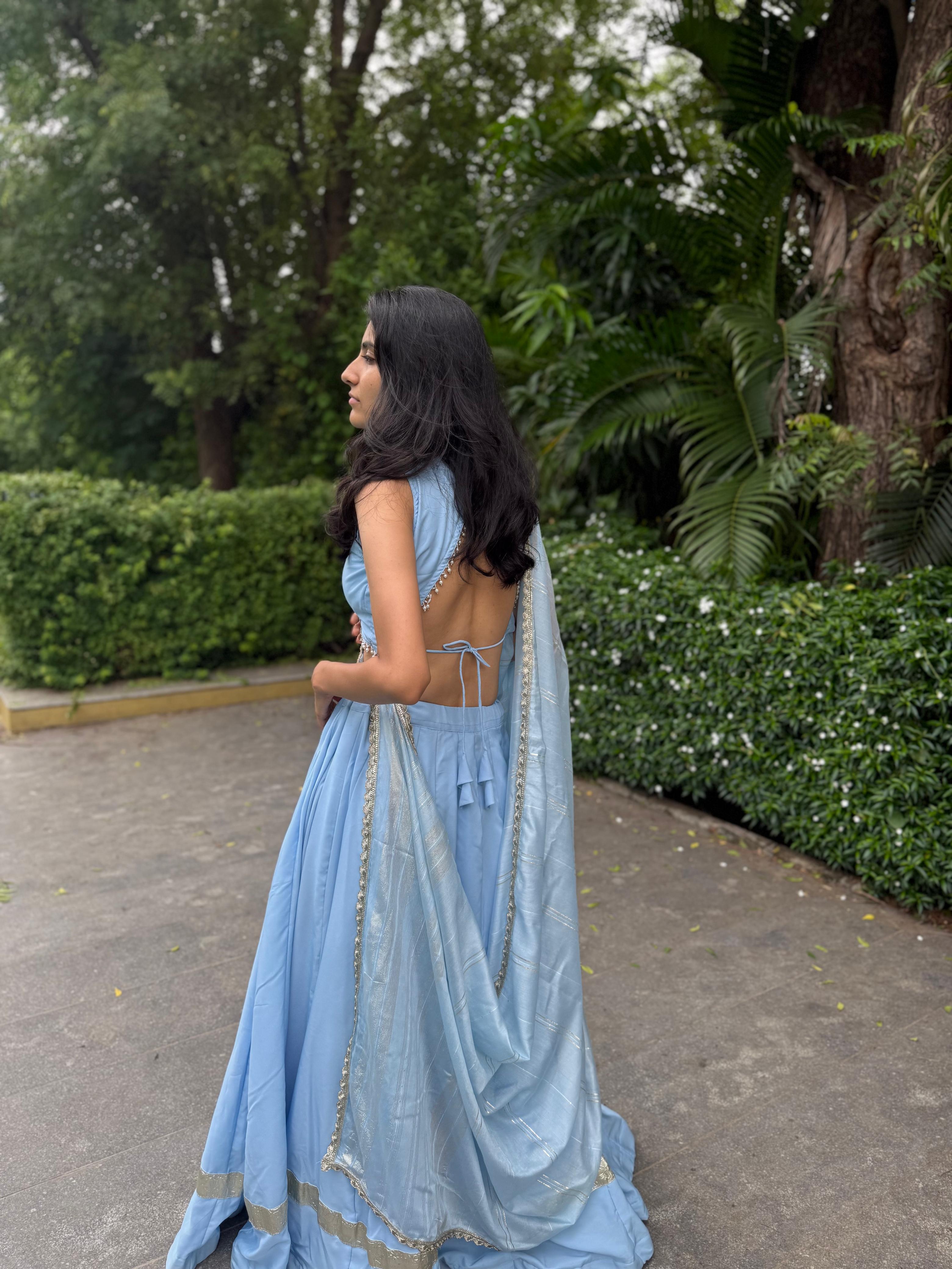 SOLEIA - Sunlit Joy Shade: Sky Blue Serenity Choli Set